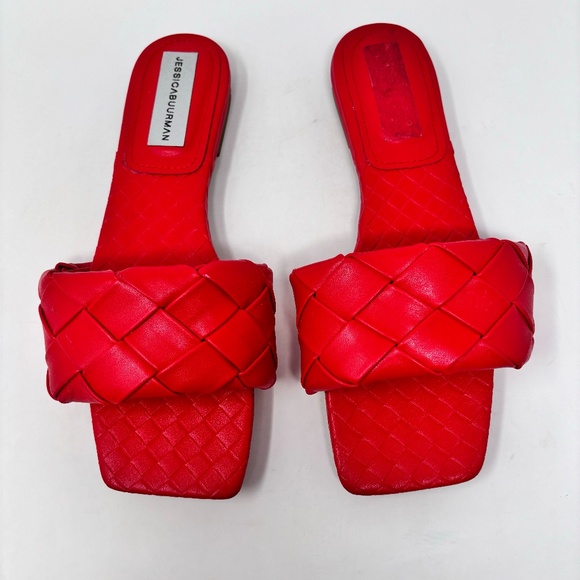 Jessica Buurman Basket Weaved Sandals Slides Red Size 39 - Picture 6 of 6
